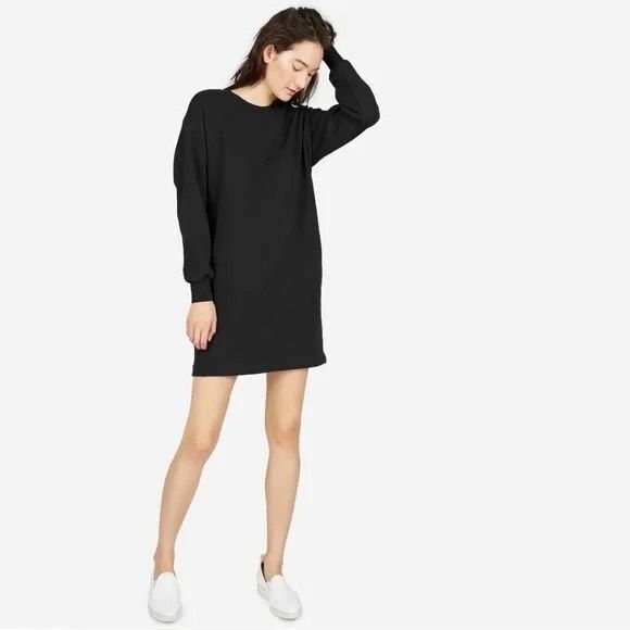 Everlane Dresses & Skirts - Everlane 100% Cotton Sweatershirt Dress in Black Size M